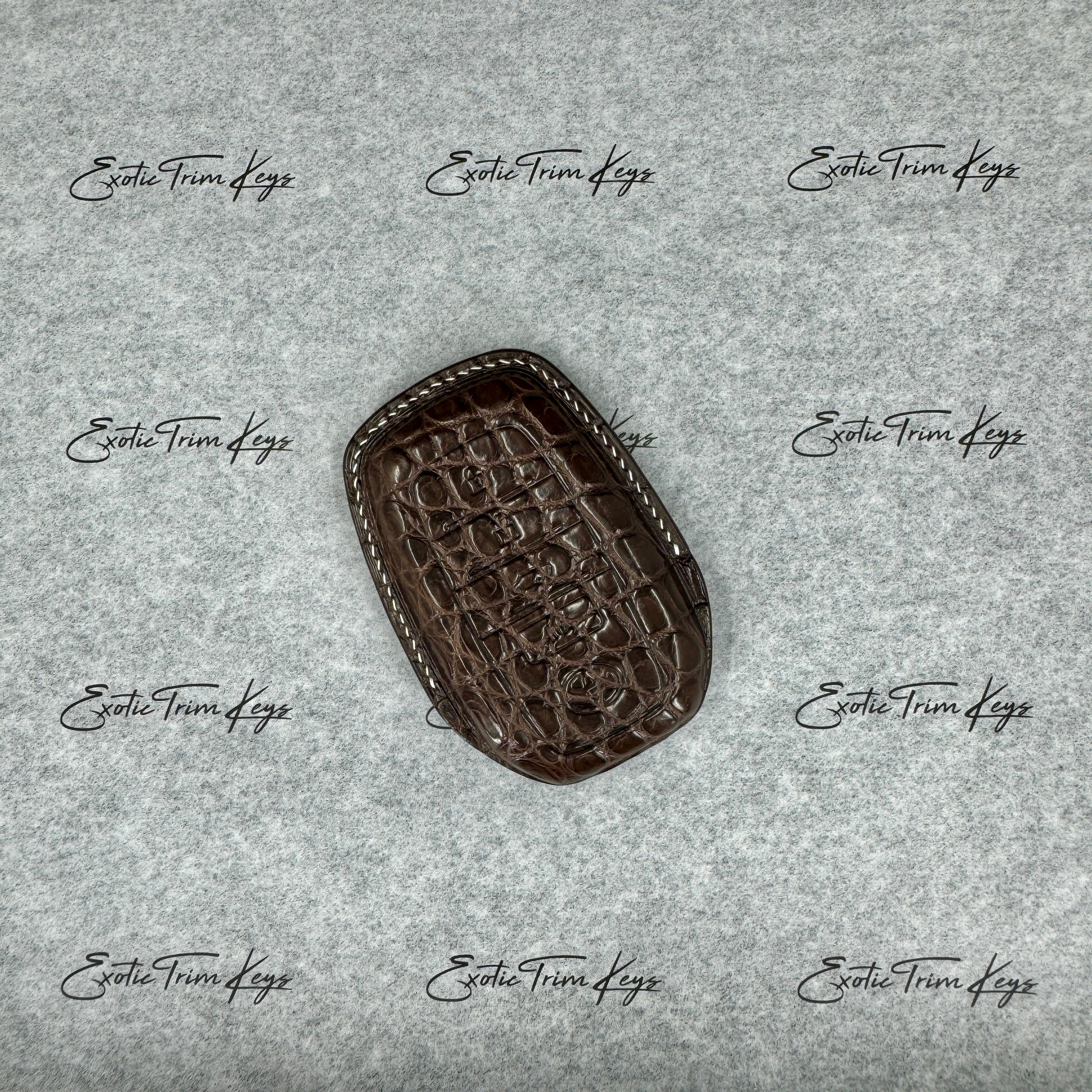 IN STOCK: DARK BROWN CROCODILE WITH WHITE DETAILS KEY COVER FOR LAND CRUISER