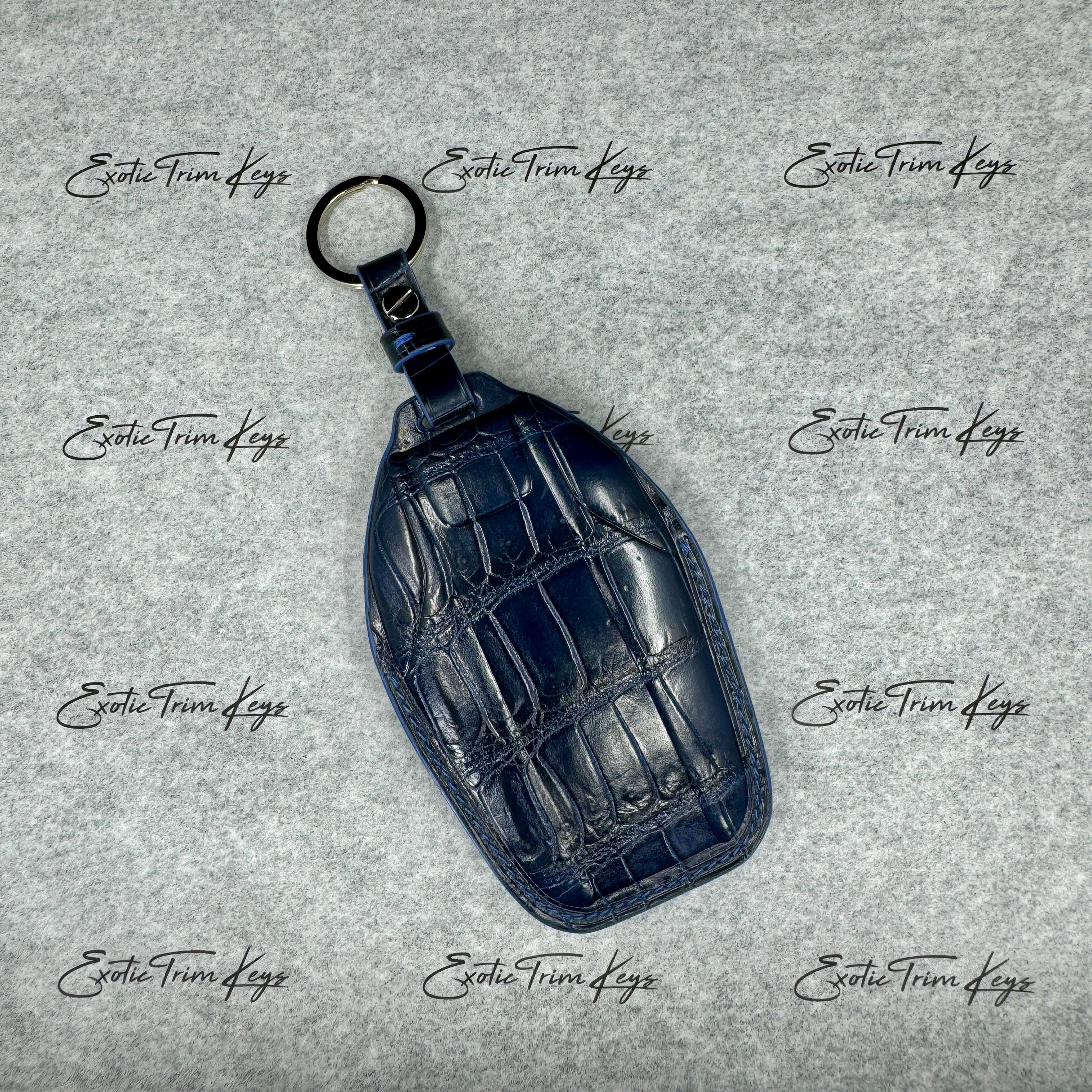 IN STOCK: NAVY BLUE CROCODILE WITH BLUE DETAILS KEY COVER FOR BMW