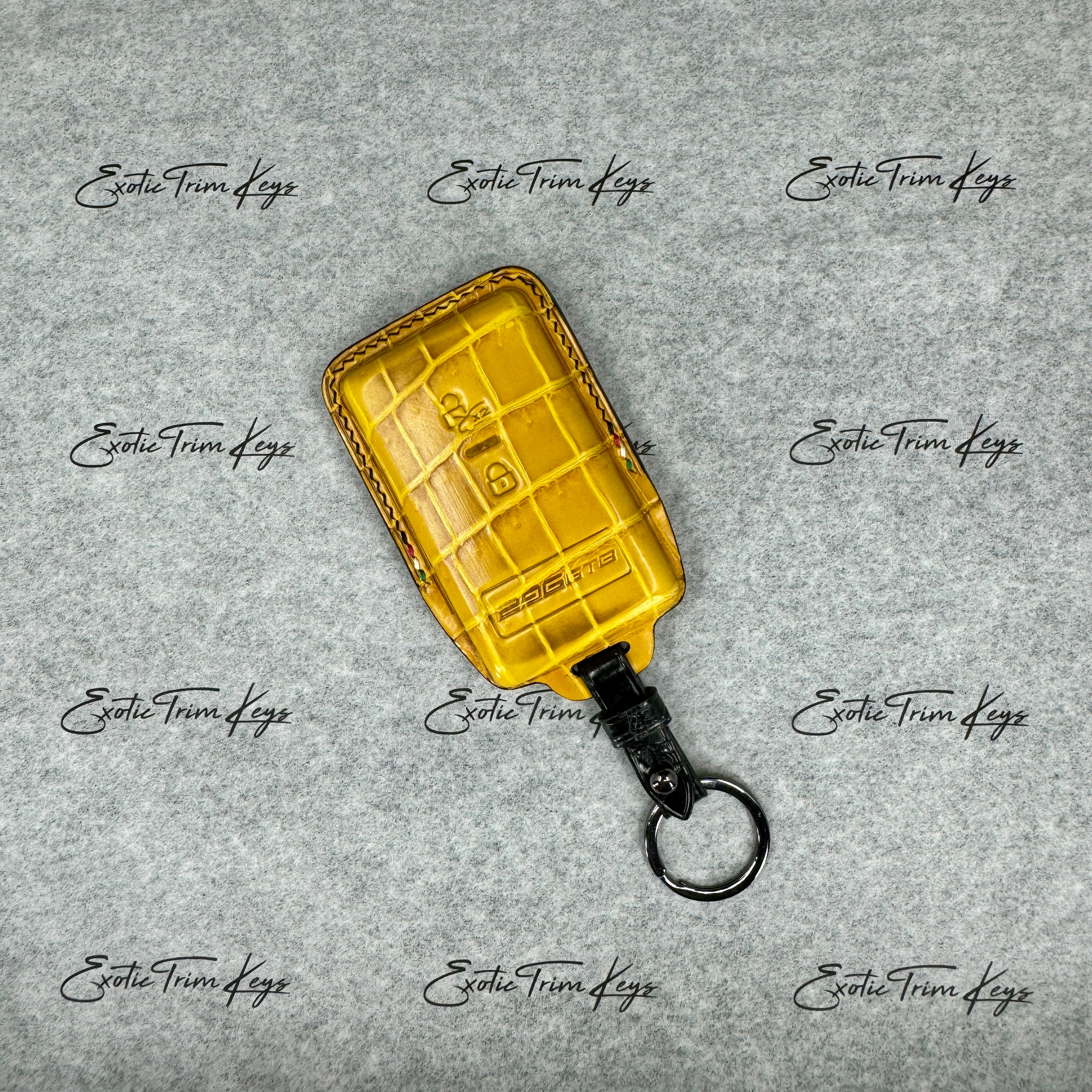 IN STOCK: GLOSSY YELLOW CROCODILE WITH BLACK DETAILS KEY COVER FOR FERRARI