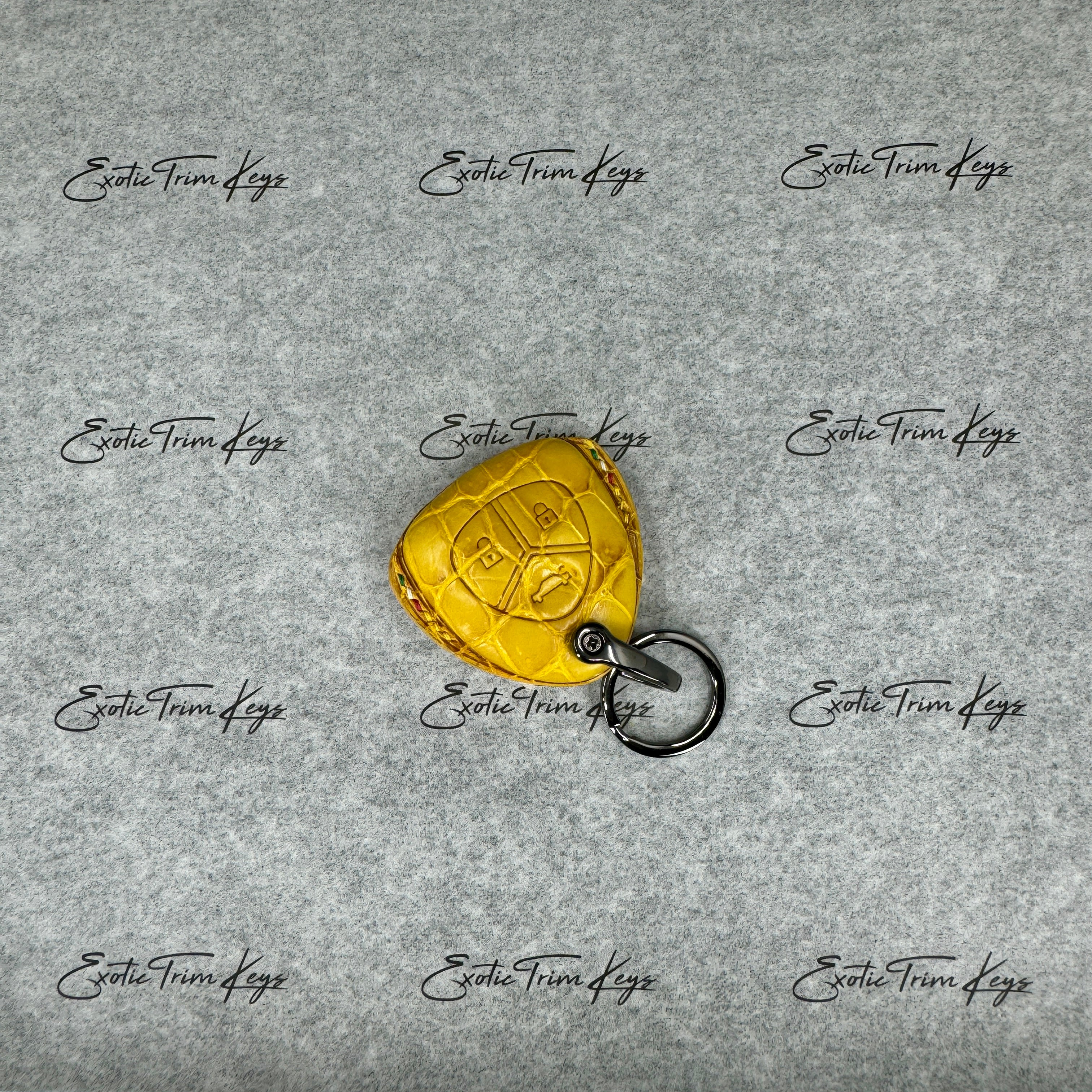 IN STOCK: GLOSSY YELLOW CROCODILE WITH YELLOW DETAILS KEY COVER FOR FERRARI