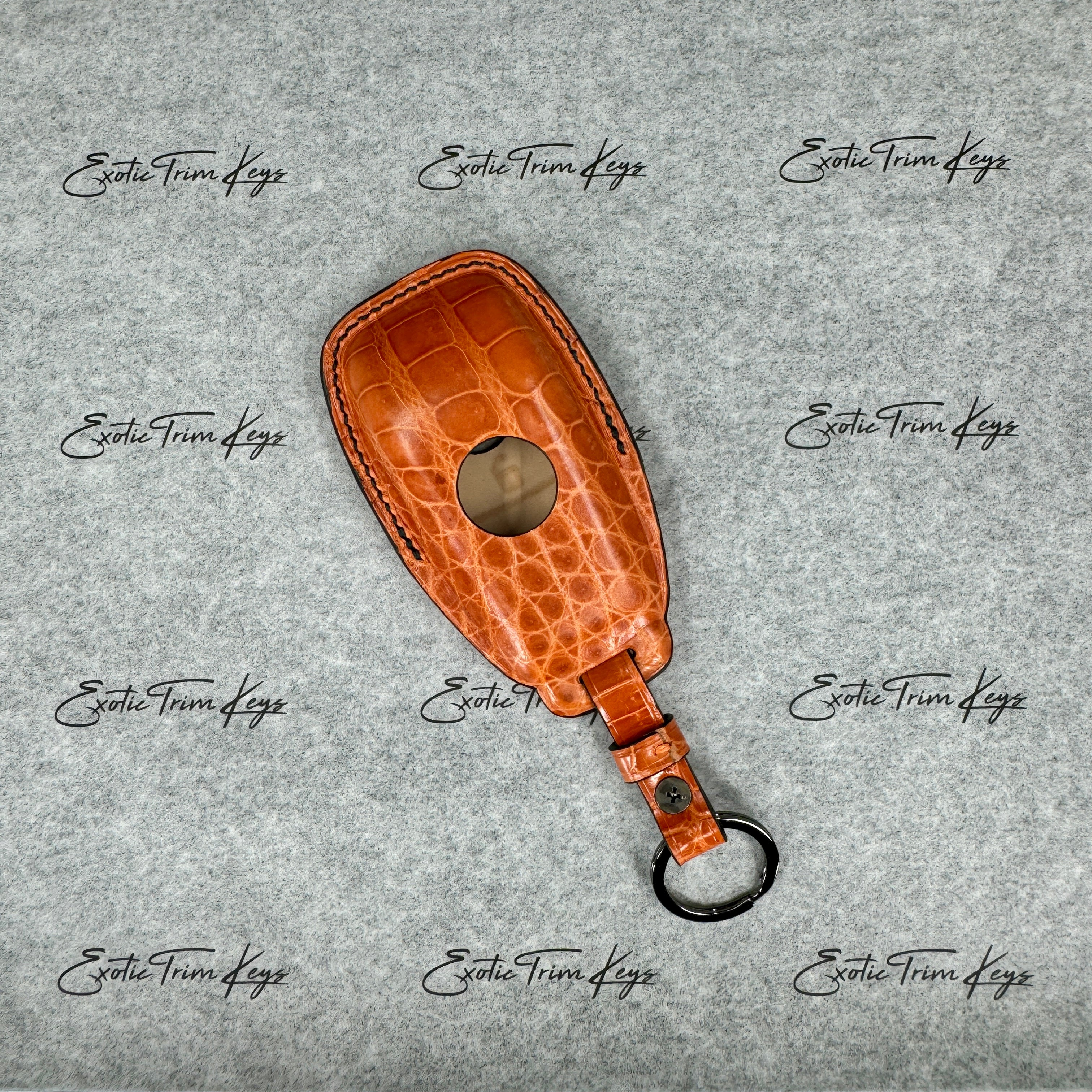 IN STOCK: GLOSSY ORANGE CROCODILE WITH BLACK DETAILS KEY COVER FOR MERCEDES