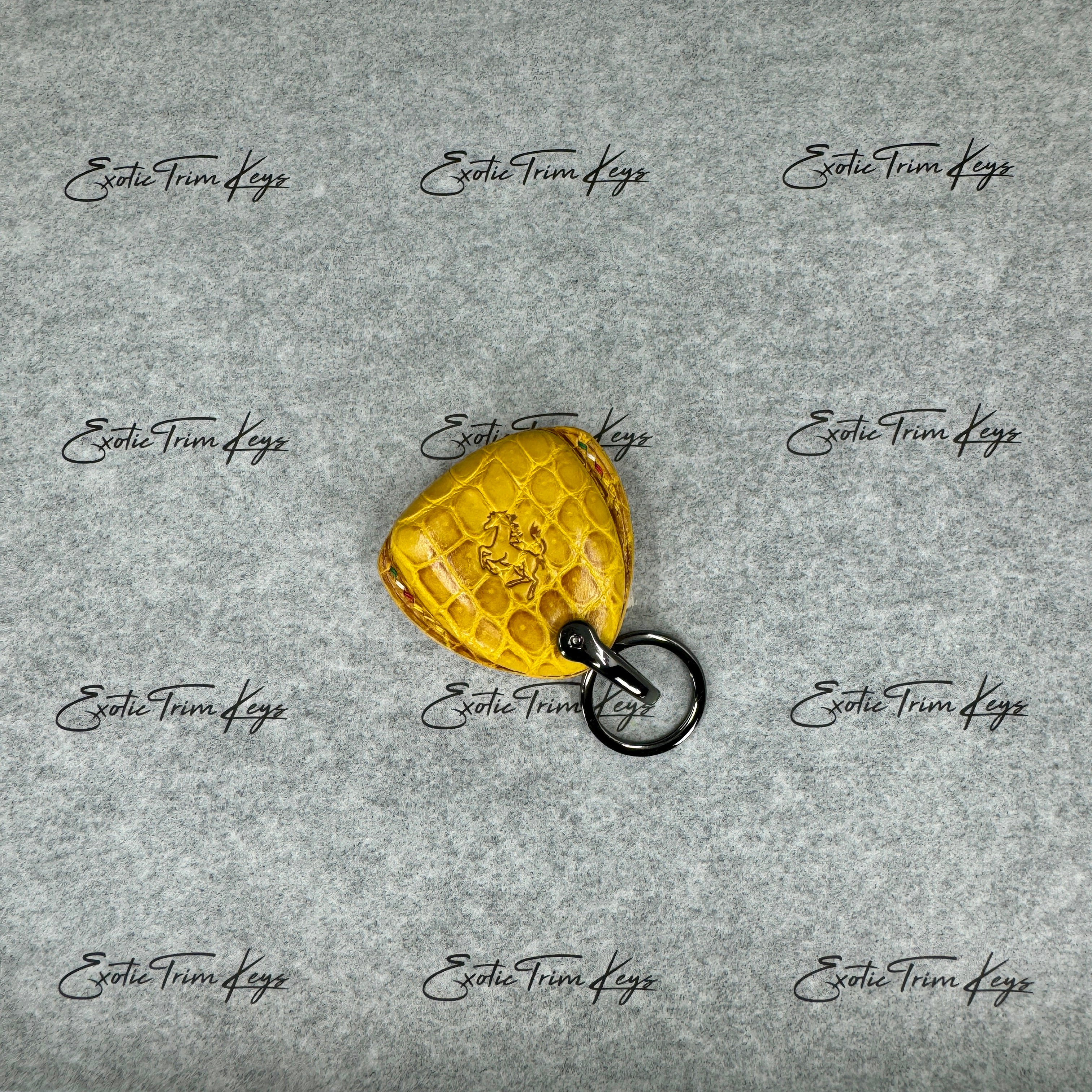 IN STOCK: GLOSSY YELLOW CROCODILE WITH YELLOW DETAILS KEY COVER FOR FERRARI