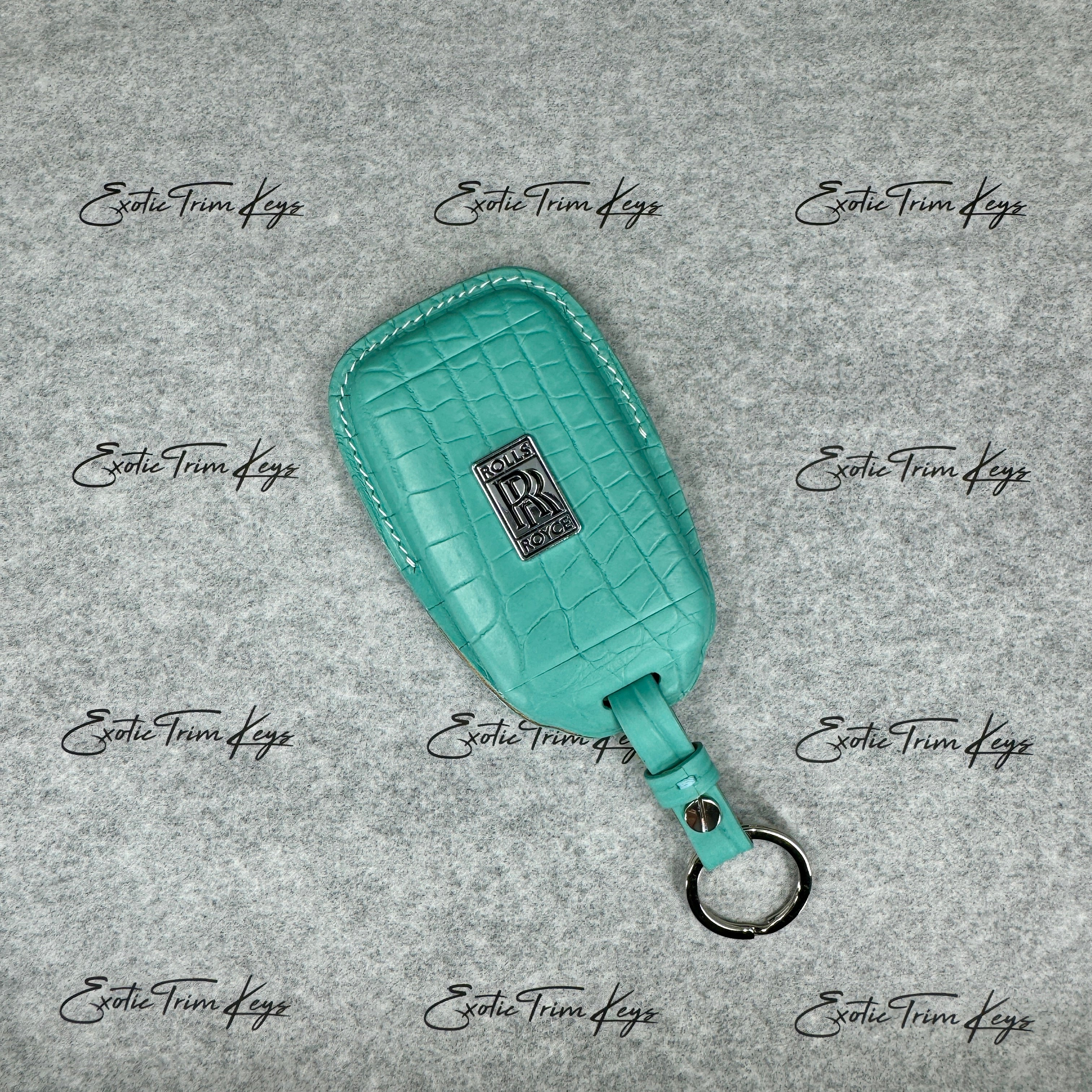 IN STOCK: TIFFANY BLUE CROCODILE WITH WHITE DETAILS KEY COVER FOR ROLLS ROYCE